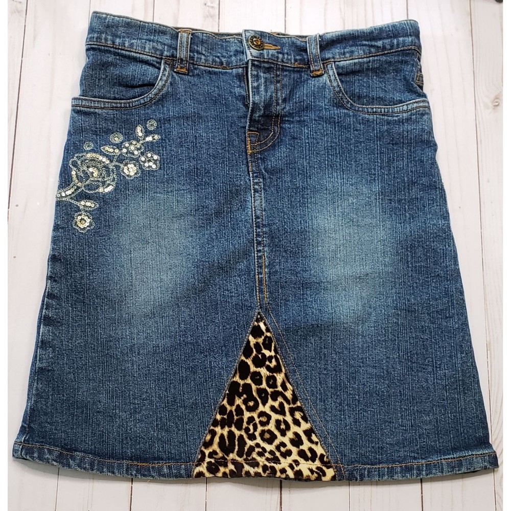 The Children's Place Vintage Girls leopard print sequin skirt 6x/7